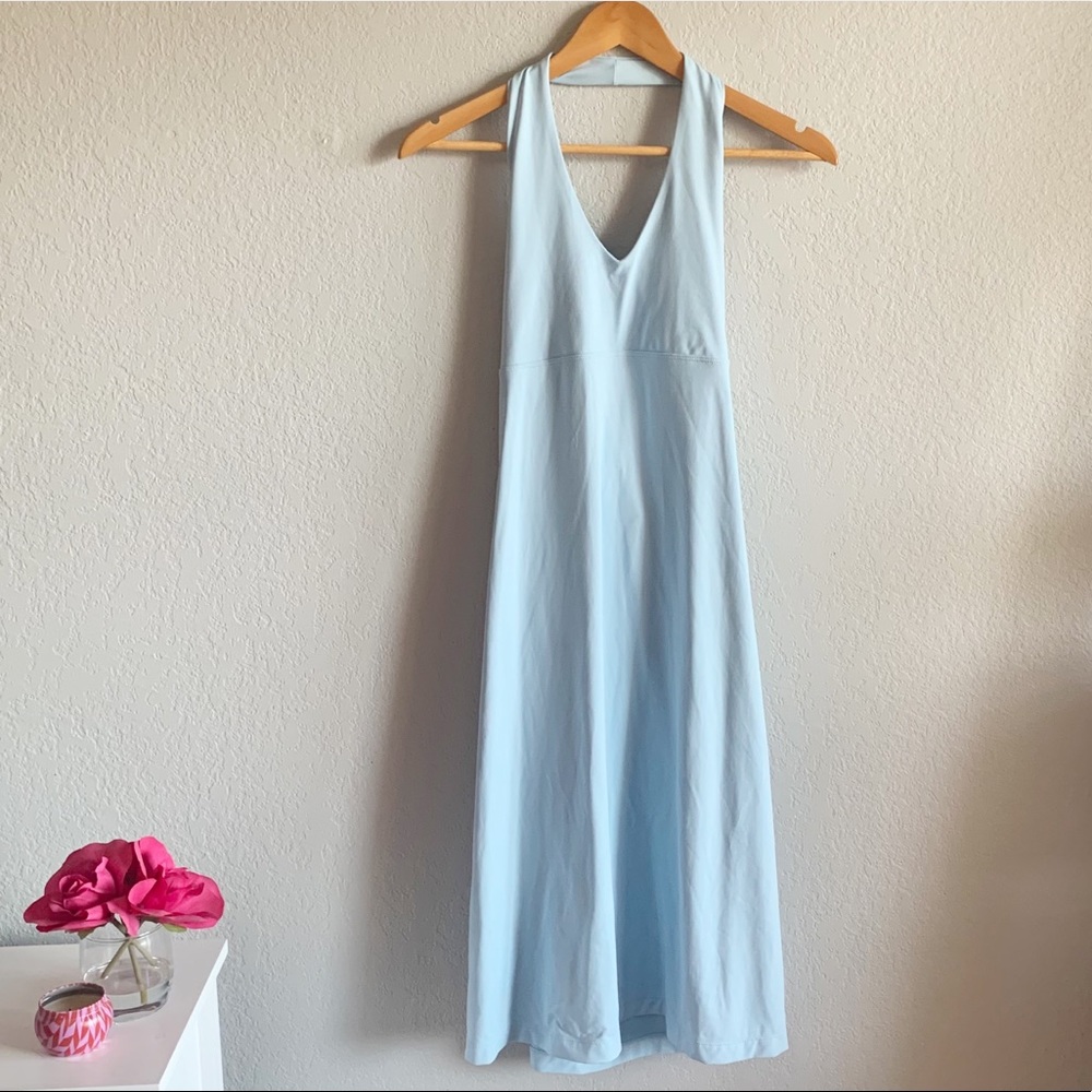Patagonia Pale Blue Tie Back Halter Dress Medium
